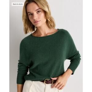Quince Mongolian Cashmere Boatneck Sweater XL NWOT Forest Green